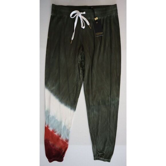 PJ Salvage RZMOP1 Women's Sz Small Olive Striped Tie-Dyed Jogger Lounge Pants - Picture 1 of 9